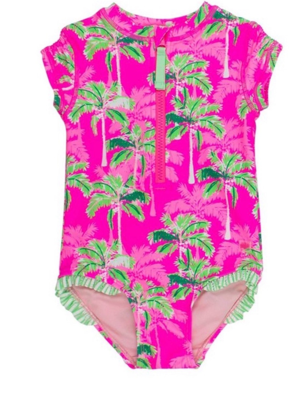 RuffleButts Neon Palm Paradise One-Piece Swimsuit – 4T